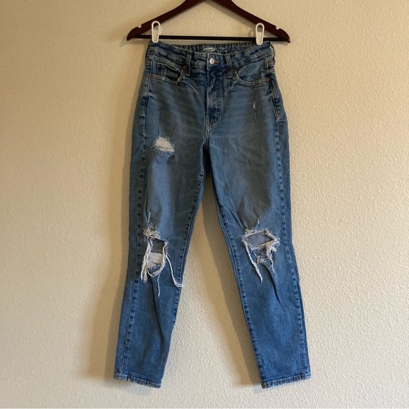 Old Navy Women's High-Waisted OG Straight Ripped Jeans Size 2 - Picture 6 of 15
